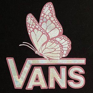 NWT VANS BLACK FITTED LONG SLEEVE TEE WITH BUTTERFLY LOGO (M)